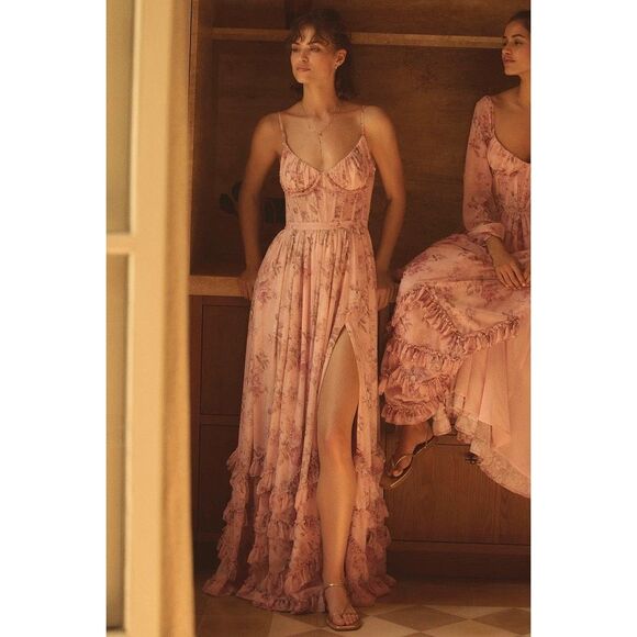 Anthropologie Dresses & Skirts - NWT Anthropologie V. Chapman Carmen Corset Front-Slit Ruffled Gown Size 0